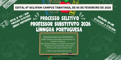 EDITAL Nº 001/IFAM-CAMPUS TABATINGA, DE 06 DE FEVEREIRO DE 2026